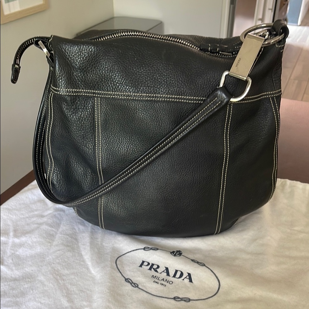 Prada Black Leather Shoulder Bag